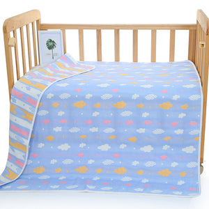 Blue Clouds 6-Layer Muslin Baby Blanket | Soft Cotton Bedding | 110x110cm | Infants & Toddlers