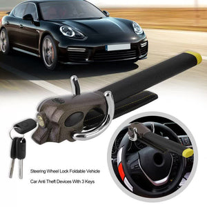 Foldable Steering Wheel Lock | Anti-Theft Device | Vehicle Protection | Includes 2 Keys