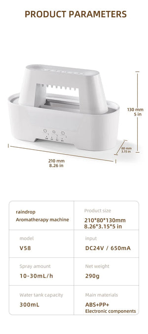 Ultrasonic Aroma Diffuser | 300ml | White | Cracked Light Design | Cool Mist Humidifier
