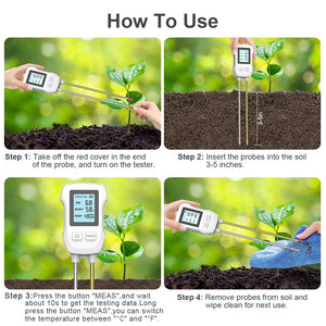 3-in-1 Soil Tester | pH, Moisture, Temperature | Gardening Tool | Battery Not Included