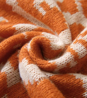 Bohemian Sofa Throw Blanket | Orange Faux Cashmere | 130x170cm | 850g | Office Nap & AC Cover