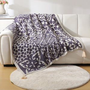 Bohemian Sofa Throw Blanket | Grey Faux Cashmere | 130x170cm | 850g | Office Nap & AC Cover
