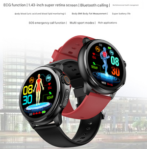 Blue Round Smartwatch | 1.3" Touch Screen | Heart Rate & Fitness Tracking | Sleek Design