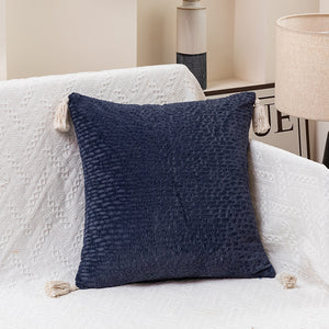 Navy Blue Pillow Covers | Tassel Accent Cushion Covers | 45x45cm | Set of 2
