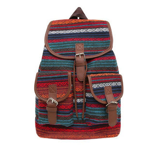 Red Stripes Boho Pattern Backpack | Stylish Casual Backpack for Everyday