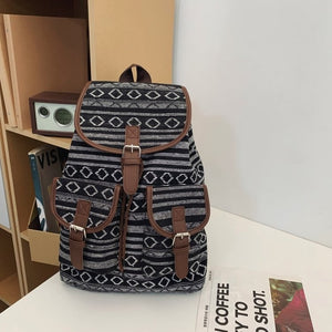 Black Stripes Boho Pattern Backpack | Stylish Casual Backpack for Everyday