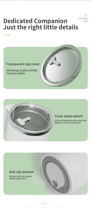 Pink Portable Automatic Mixing Coffee Cup | Stainless Steel Magnetic Stirrer | Handle Style