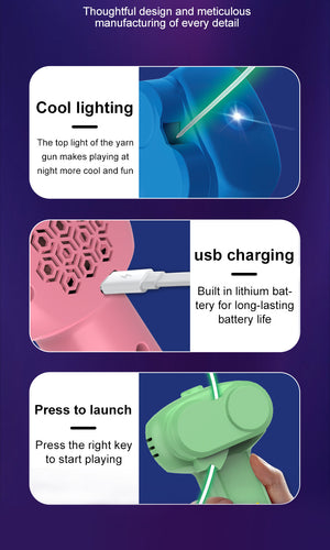 Dark Blue 3-Meter Glow-in-the-Dark Rope Launcher Toy | Fun Stress Relief | All Ages