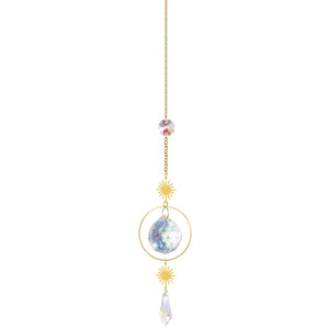 (Style 1) 4 Pcs Crystal Wind Chimes | Sun Catcher | Star Moon Dream Catcher | 30cm for Window