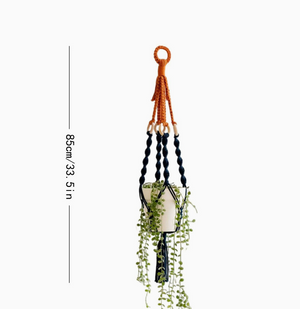 Plant Hanger Set 3PC | Handwoven Cotton Rope Hanging Planters with Wooden Rings