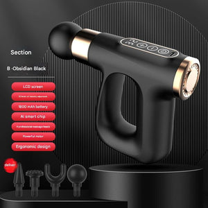 Black Heated Mini Fascia Massage Gun | LCD Display | Adjustable Levels | Deep Tissue Massage
