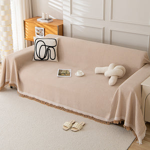 180x340cm Light Brown Premium Polyester Sofa Throw Blanket | Multi-Seasonal Use | Sofa Protector