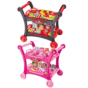 Red Pretend Play Kitchen Cart | Kids Cooking Set | Educational Toy | Roleplay Accessories | Fun for Children