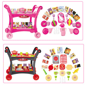 Red Pretend Play Kitchen Cart | Kids Cooking Set | Educational Toy | Roleplay Accessories | Fun for Children