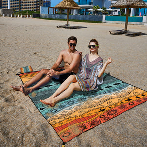 Colorful Quick Dry Beach Mat | Sand Proof Waterproof Outdoor Picnic Blanket | Compact & Lightweight