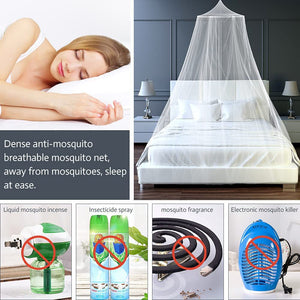 White Hanging Princess Bed Canopy Mosquito Net | Dome Bedding | Fits 1.8m-2m Beds