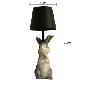White Bunny White Lampshade Adorable Rabbit Resin Table Lamp | 3-Color LED | USB Rechargeable | Touch Dimming