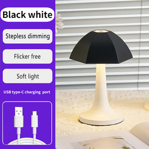 Black and White Nordic Umbrella Mushroom Table Lamp | Dimmable Ambient Light