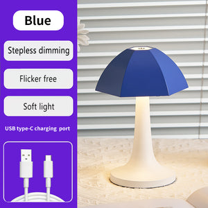 Blue and White Nordic Umbrella Mushroom Table Lamp | Dimmable Ambient Light