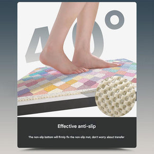 Colorful Wavy Lines Pattern PVC Non-Slip Bath Mat | Shower Drain Hole Design | Soft & Quick-Dry | 45x75cm