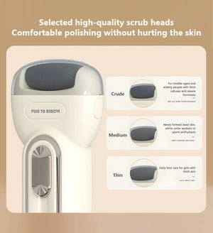 Beige Electric Foot Grinder with USB Charging | Dual-Speed Callus Remover for Smooth, Exfoliated Feet