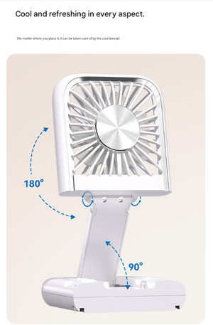 Black Portable Cooling Fan | Neck Lanyard & Phone Stand | USB Rechargeable
