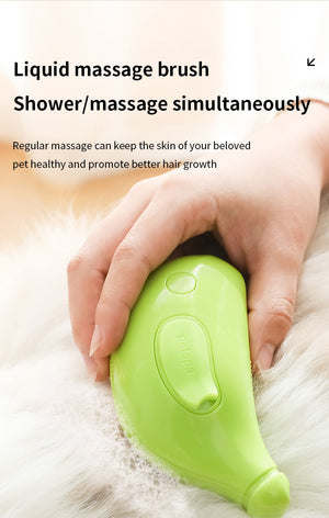 2 PCS Green Banana Electric Pet Brush | One-Click Spray, Massage & Hair Removal