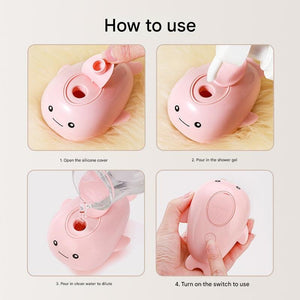 2 PCS Pink Dolphin Electric Pet Brush | One-Click Spray, Massage & Hair Removal