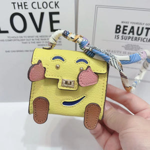 Yellow Mini Bag Earphone Case | Stylish Keychain Pouch for Headphones
