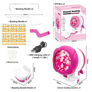 Pink Automatic Bead Loader | Electric DIY Jewelry Making Kit | Includes Accessories