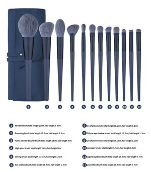 Blue Professional 12-Piece Makeup Brush Kit | Soft Synthetic Brushes | Face & Eyes | High Quality