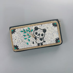 White Ethnic Style Beaded Clutch | Handmade Retro Wallet | Style 2