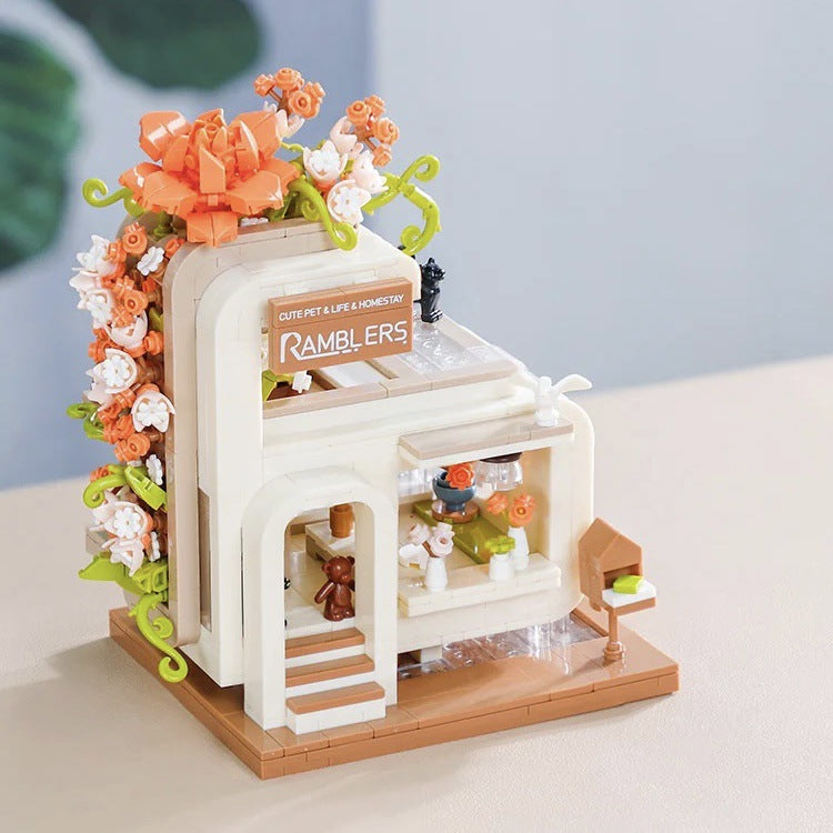 (Rose Courtyard) Enchanting Streetscape Blocks | Creative Building Blocks Set