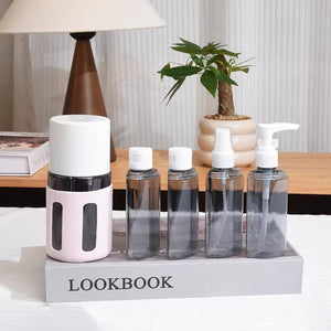 Round Pink 2-Piece 4-in-1 Travel Dispenser Set | Leakproof Refillable Bottles for Toiletries