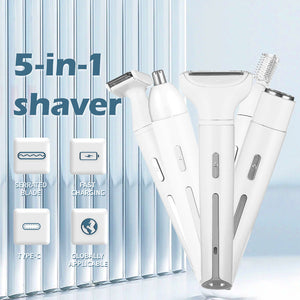 White 5-in-1 Electric Shaver for Women | Versatile Hair Remover for Face & Body
