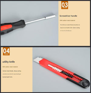 39pc Home Tool Kit | Red | Carbon Steel Hardware Set