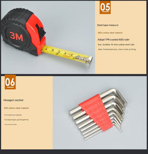 39pc Home Tool Kit | Red | Carbon Steel Hardware Set