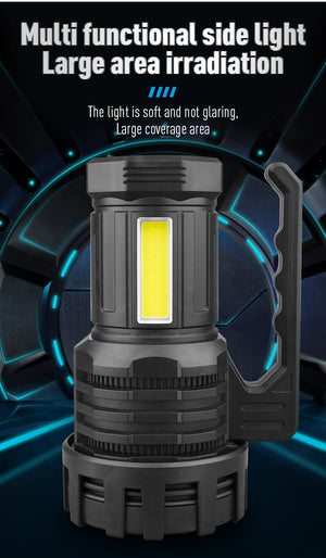 Black LED Searchlight | Rechargeable Handheld Spotlight | 500m Range | Long Lasting