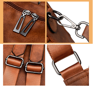 White & Brown Fashionable Women's Backpack Set | Coin Purse | Tassels | Stylish Design