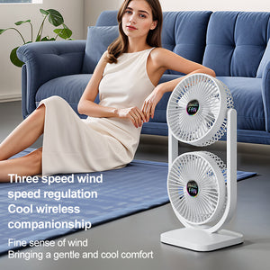 Desk Fan | USB Rechargeable | Dual Head | Portable Double Air Circulator | White