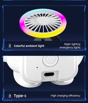 Astronaut Desk Fan | Green | USB Rechargeable | RGB Night Light | Portable Cooling