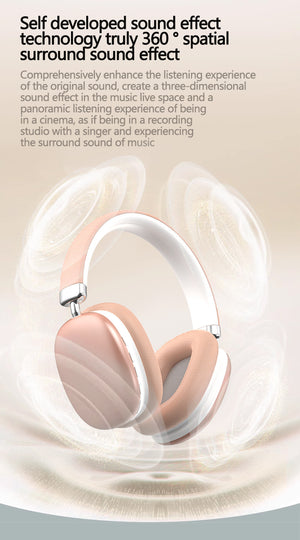 Pink Wireless Bluetooth Headphones | Over-Ear | Deep Bass | Foldable | Long Battery Life