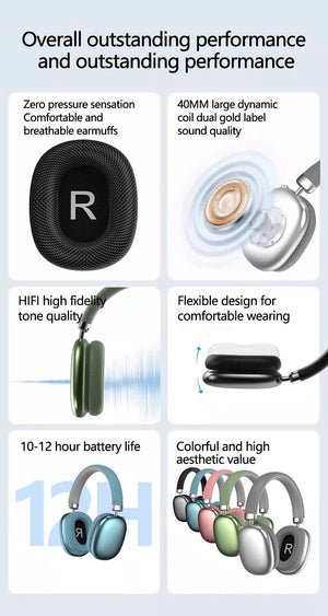 Green Comfortable Over-Ear Headphones | Hi-Fi Sound | Long Battery | Swivel Control