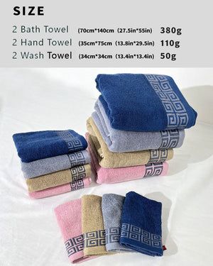 Pink Luxury Cotton Towel Set | 6-Piece | Highly Absorbent Bath & Hand Towels