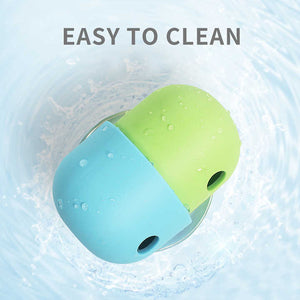 2 Pcs Green & Blue Interactive Pet Treat Dispensing Ball | Food-Grade Silicone Rolling Toy for Dogs | 1.5 cm Leakage Hole
