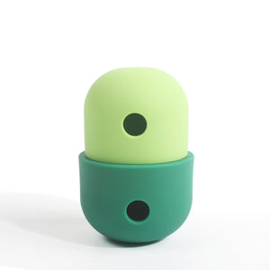 2 Pcs Light Green & Green Interactive Pet Treat Dispensing Ball | Food-Grade Silicone Rolling Toy for Dogs | 1.5 cm Leakage Hole