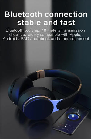 Black Wireless Bluetooth Headphones | Noise Reduction | Heavy Bass | Long Battery Life | TF Card Support