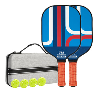 Fiberglass Pickleball Paddle Set | 2 Paddles + 4 Balls + Carry Bag | Colourful Geometric Patterns | Style 4