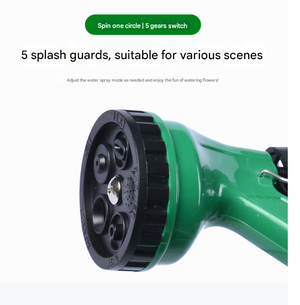 Retractable Garden Hose | 10m | EVA Spring Hose | 5-Function Spray Gun | Burst-Proof