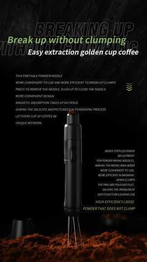 Telescopic Magnetic Coffee Tamper Needle | Black | Stainless Steel | Espresso Tool